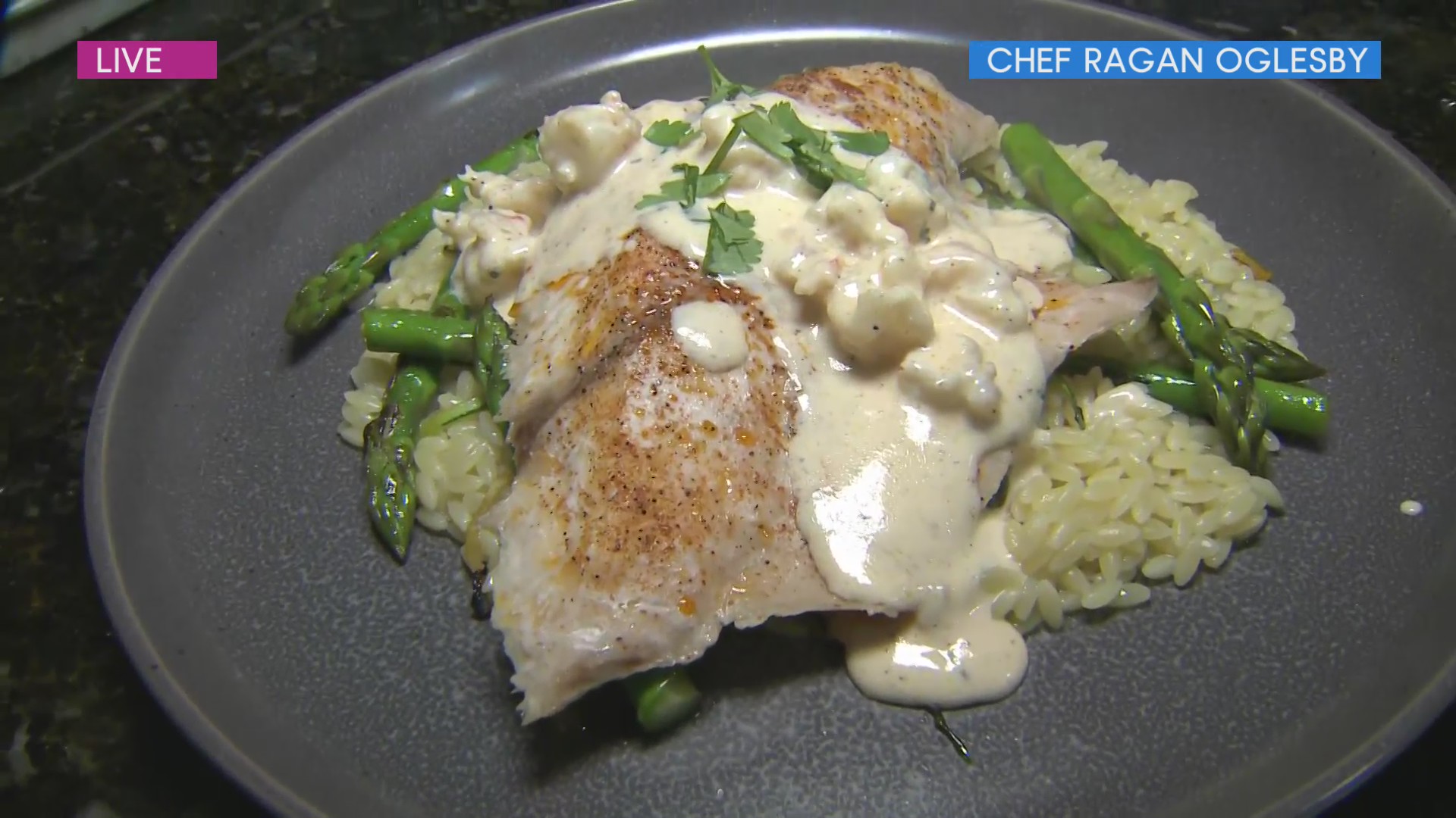 Delectable Red Fish with Orzo Pasta recipe with Cajun Sauce by Chef Ragan Oglesby