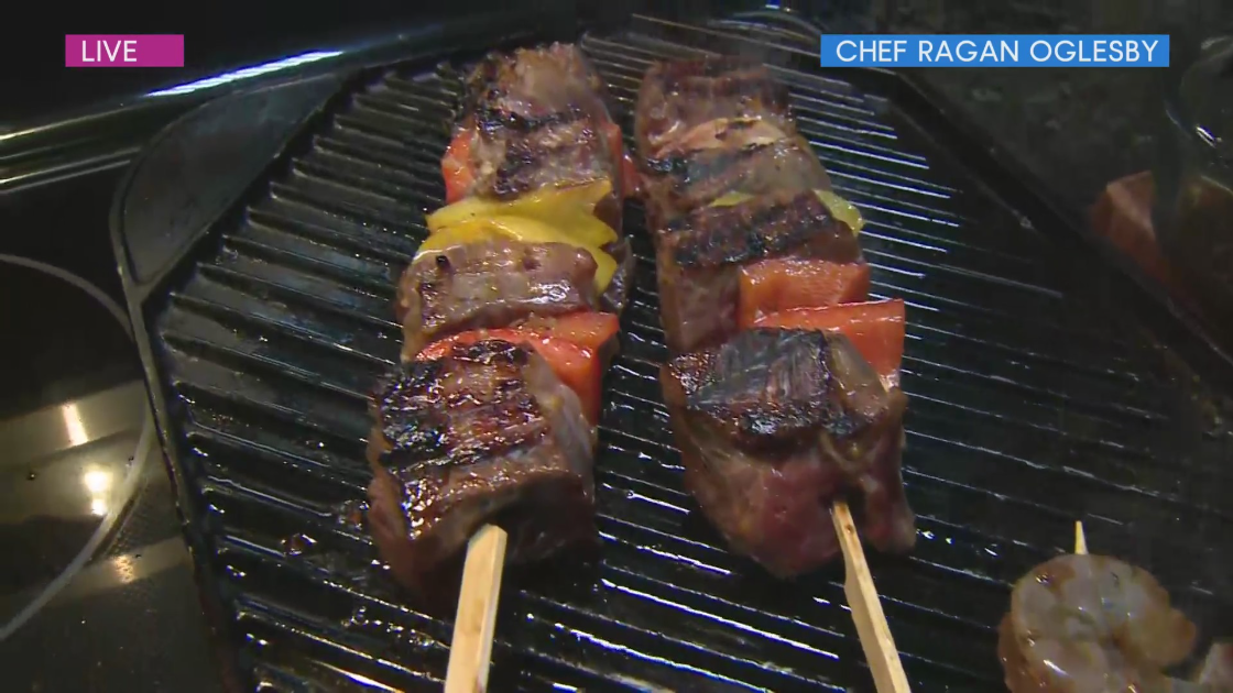 Beef and shrimp kabob marinade recipes by Chef Ragan Oglesby of Perch 74 Bistro