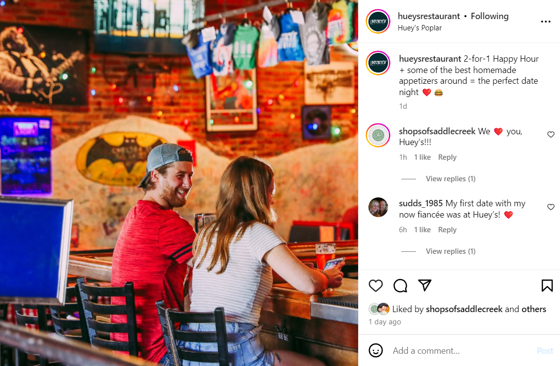 Huey's Restaurant first date poll
