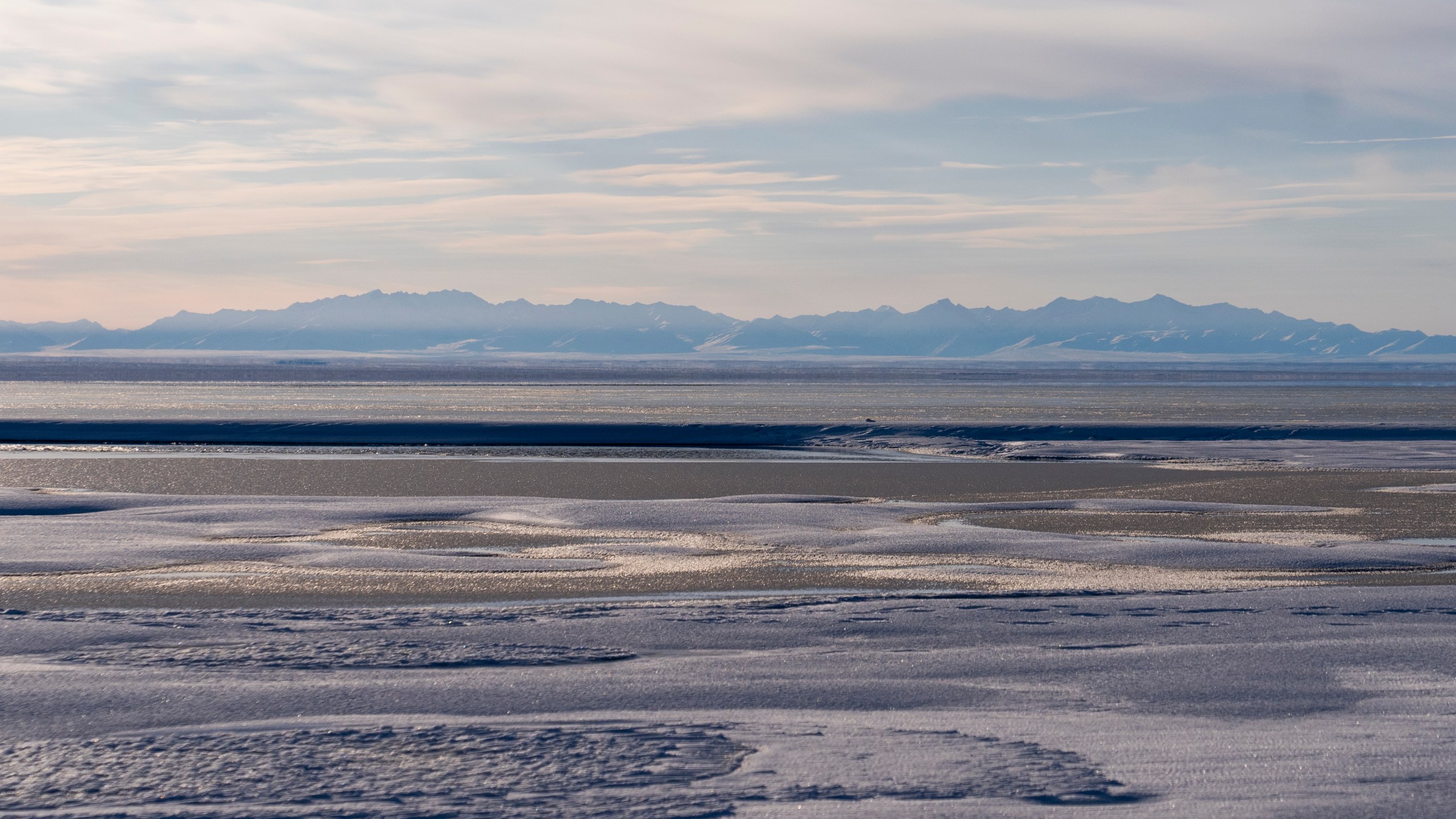 FILE - The Kaktovik Lagoon and the Brooks Range mountains of the Arctic National Wildlife Refuge are seen in Kaktovik, Alaska, Oct. 15, 2024. (AP Photo/Lindsey Wasson, File)