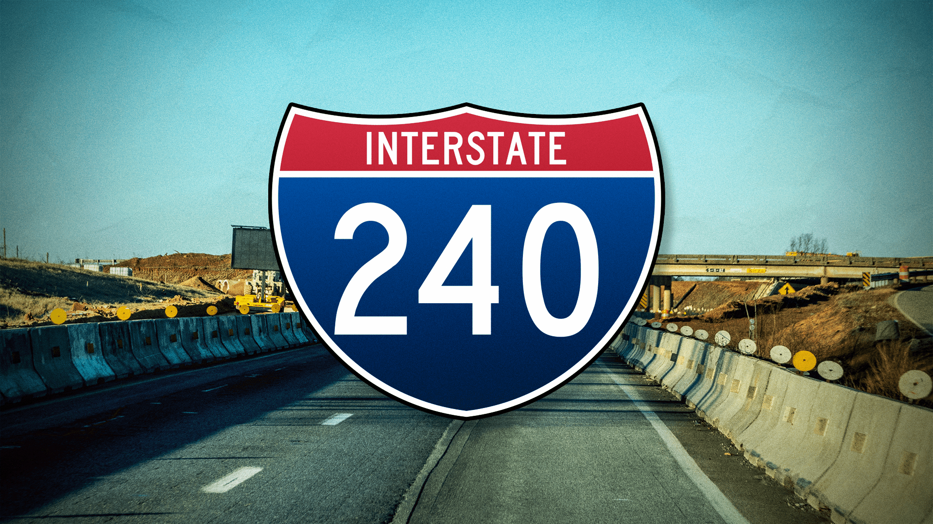 Interstate 240 sign over construction zone