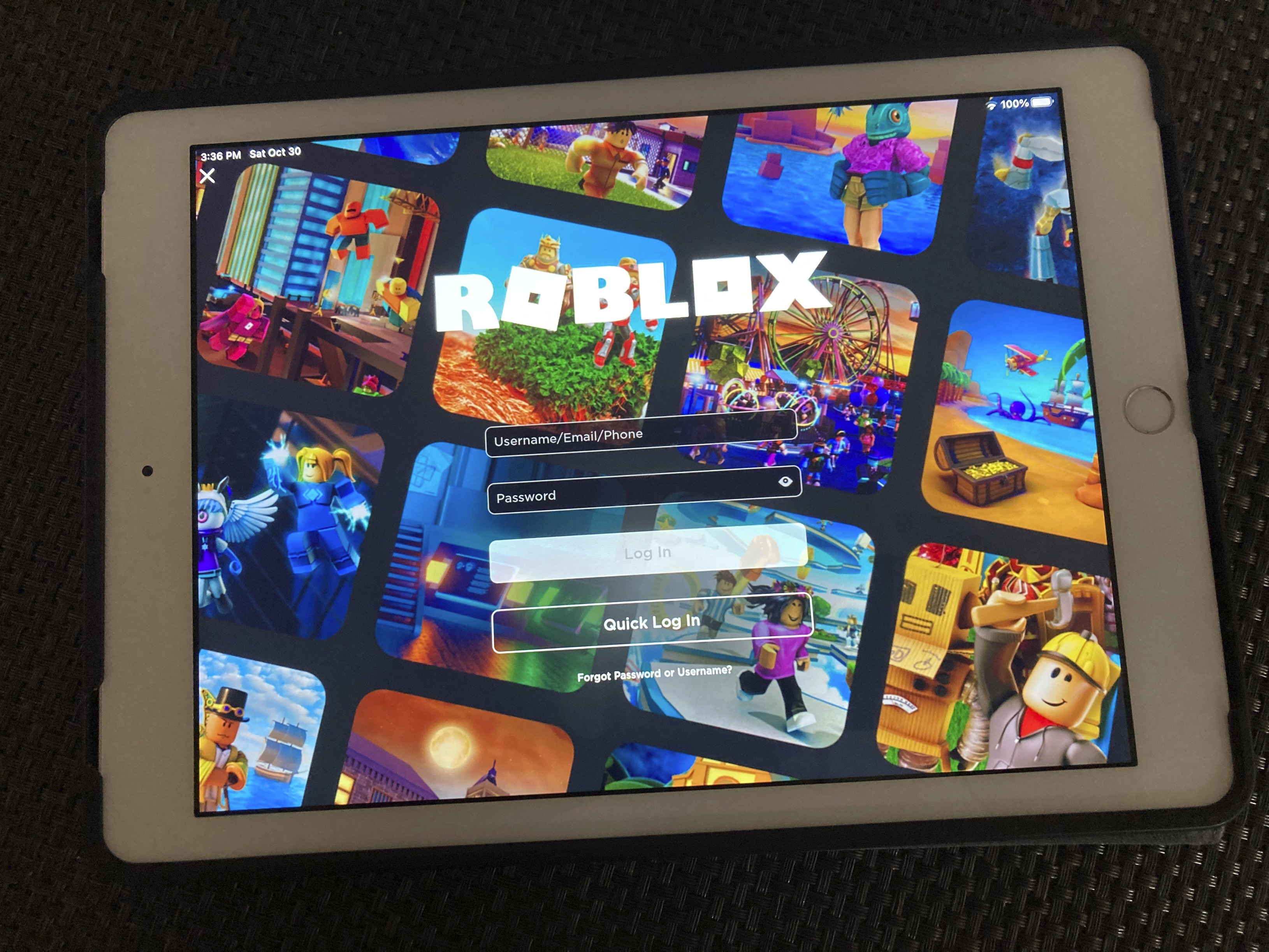 FILE - The gaming platform Roblox is displayed on a tablet, Oct. 30, 2021, in New York. (AP Photo/Leon Keith, File)