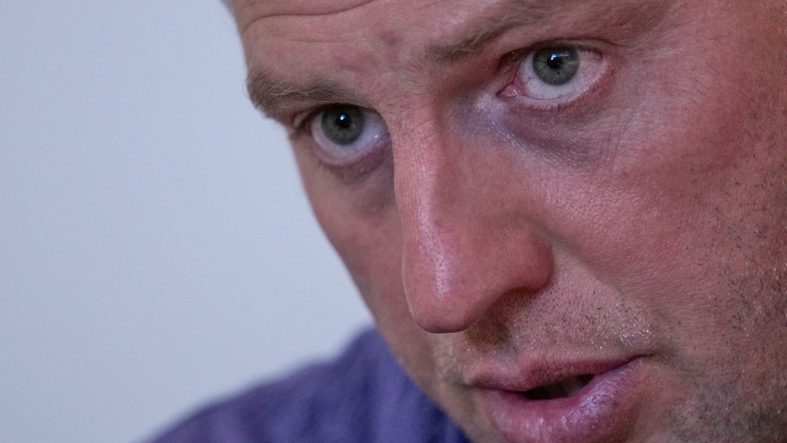 FILE - Vladimir Osechkin speaks during an interview with The Associated Press in Paris, France, Tuesday, Sept. 20, 2022. (AP Photo/Francois Mori, File)