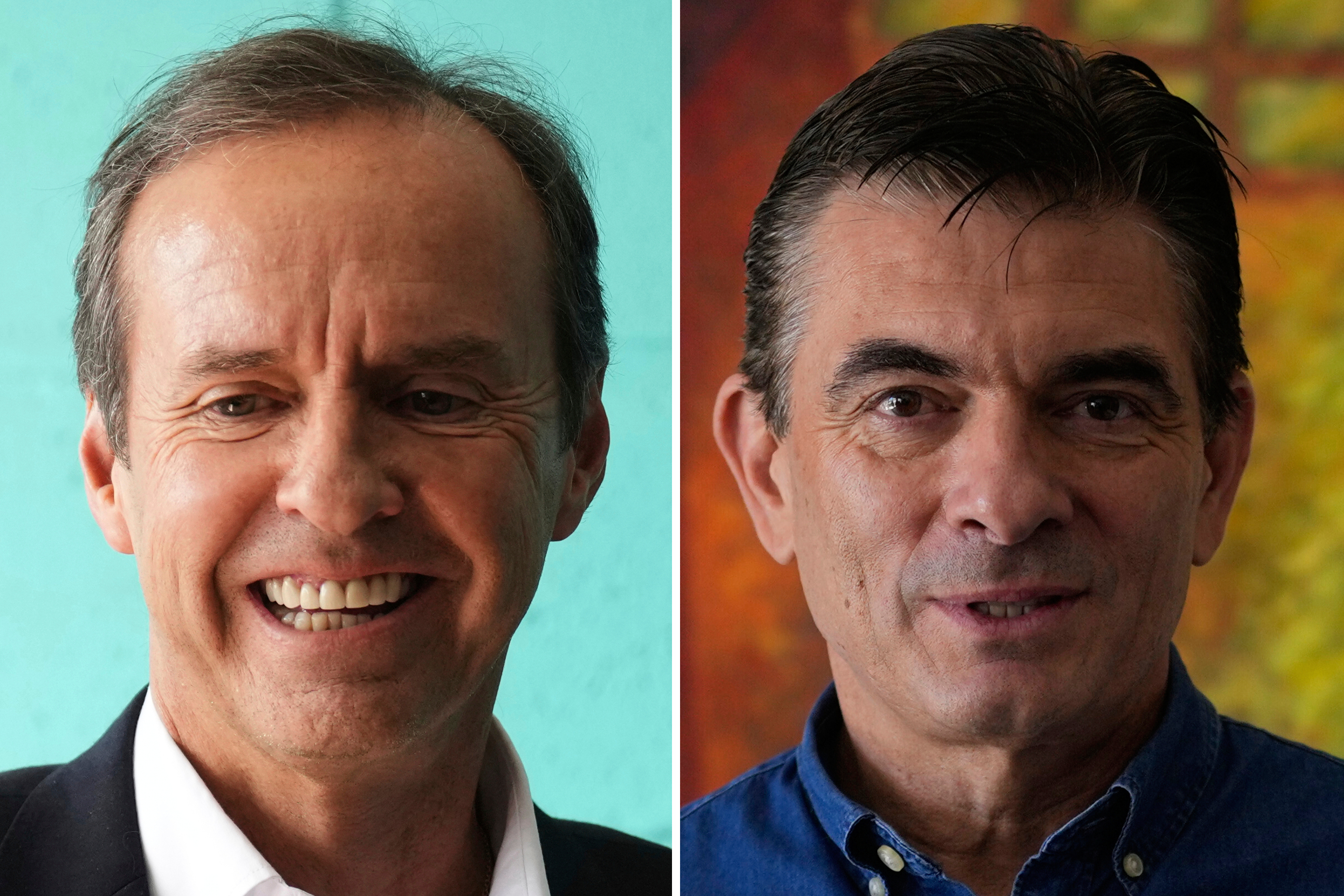 This combo of file photos shows presidential candidates Jorge "Tuto" Quiroga, left, on Aug. 17, 2025 and Rodrigo Paz on Sept. 1, 2025, in La Paz, Bolivia. (AP Photo/File)