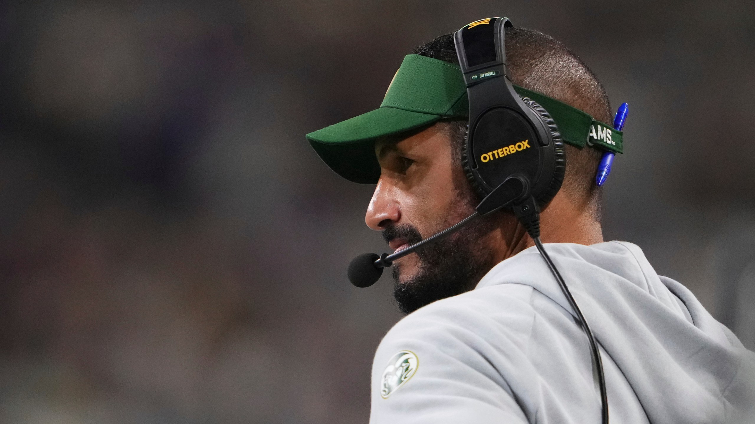 FILE - Colorado State head coach Jay Norvell looks on from the sideline during the second half of an NCAA college football game against Washington, Aug. 30, 2025, in Seattle. (AP Photo/Lindsey Wasson, File)