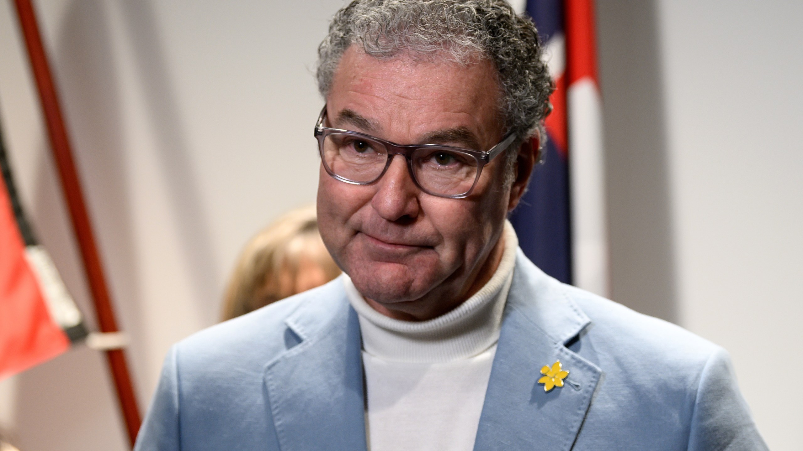 Queensland state Minister for Education, John-Paul Langbroek speaks to media during a press conference in Sydney, Australia, on Aug. 22, 2025. (Steven Markham/AAP Image via AP)