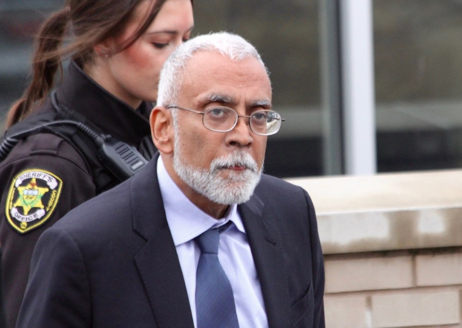 Subramanyam “Subu” Vedam walks outside the Centre County Courthouse in Bellefonte, Pa, on Feb. 6, 2025, during a hearing over new evidence uncovered in his 1983 murder case. (Geoff Rushton/StateCollege.com via AP)