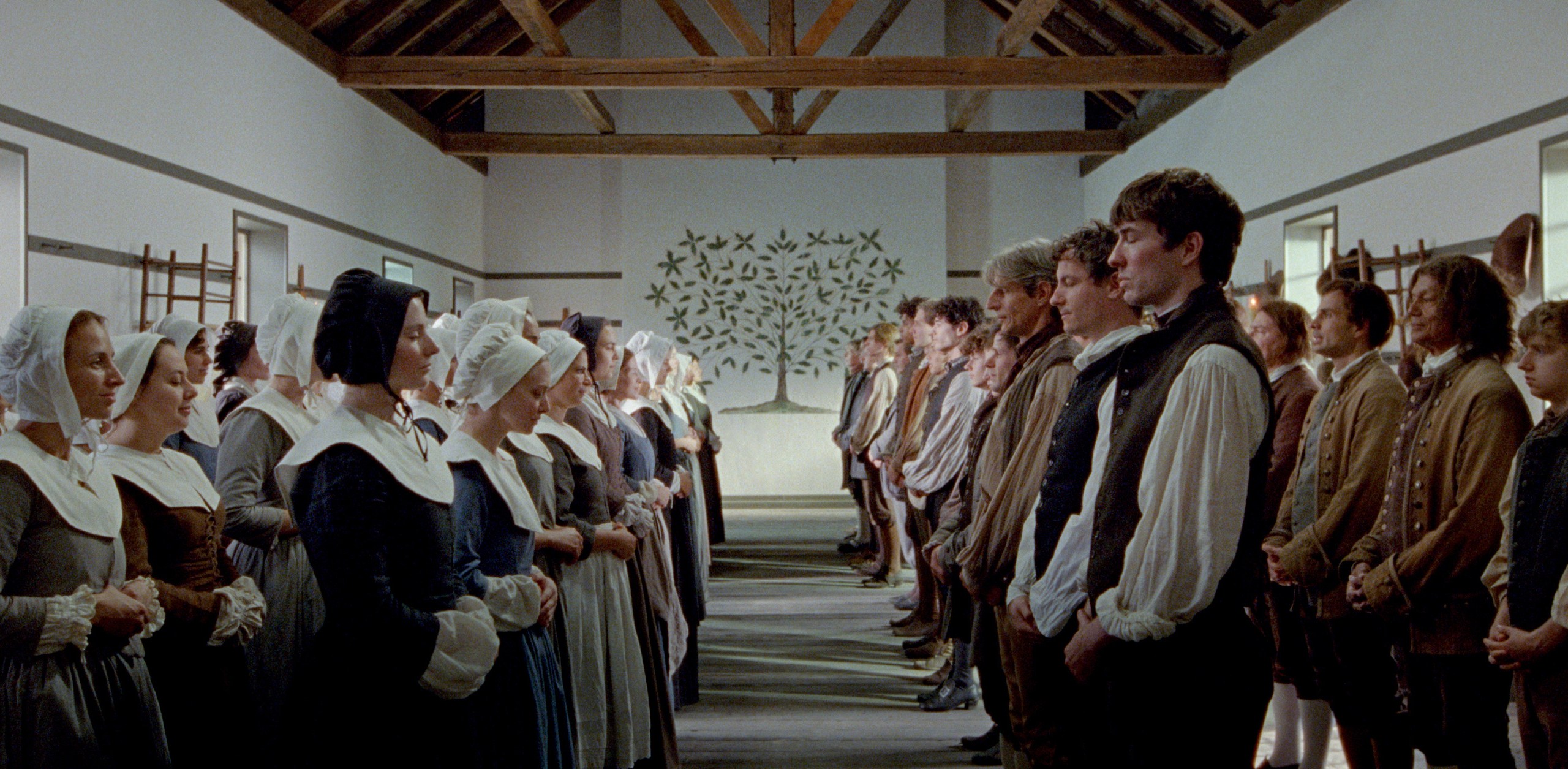 This image shows a still from the film "The Testament of Ann Lee." (Searchlight Pictures via AP)