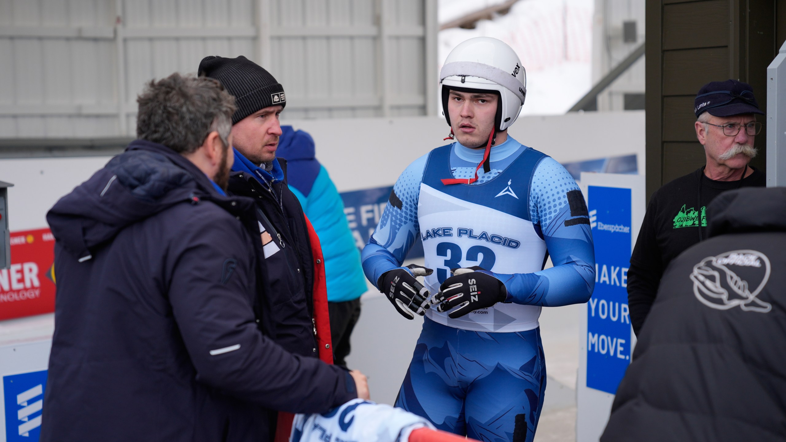 Russian athlete Matvei Perestoronin finishes a qualifying race to compete in a Luge World Cup event in Lake Placid, N.Y., Thursday, Dec. 18, 2025. (AP Photo/Seth Wenig)